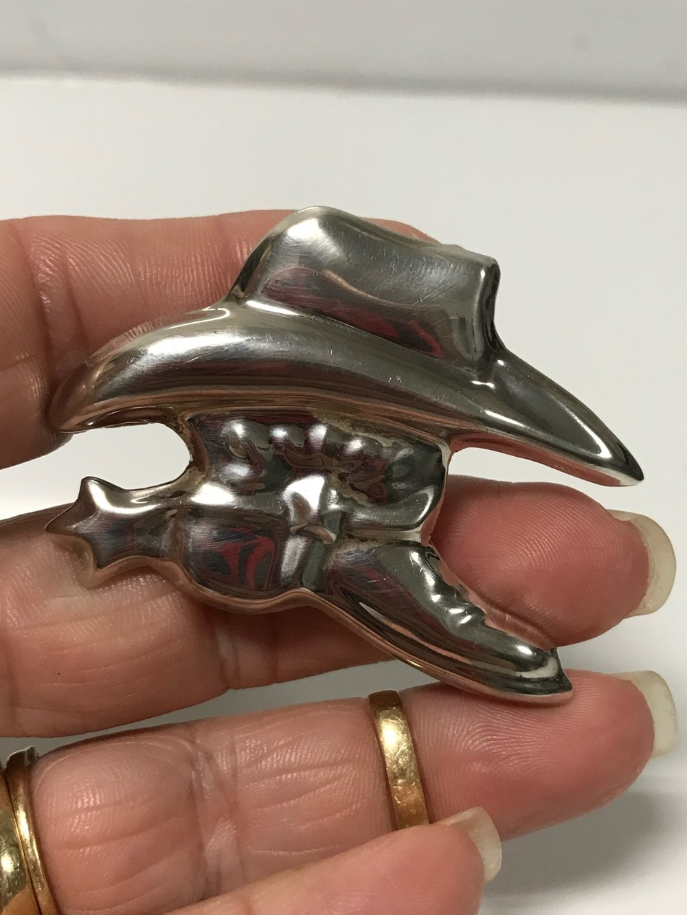 Sterling Silver (925) Cowboy Hat, Boot & Spur Pendant, Brooch - Picture 6 of 6
